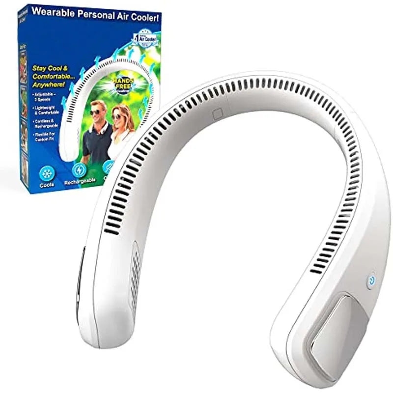 Portable Bladeless Neck Fan - 3-Speed USB Rechargeable Air Cooler