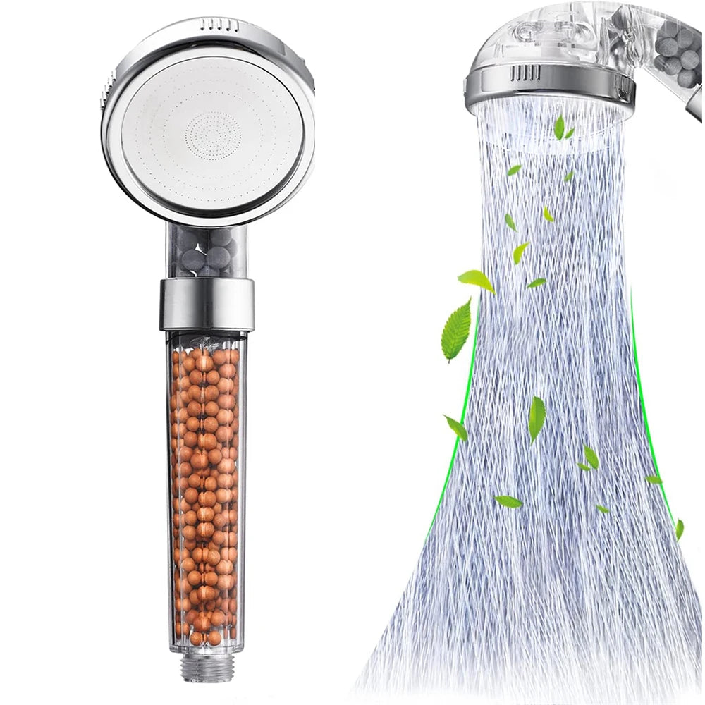 High-Pressure Ionic Filtered Shower Head with Mineral Beads