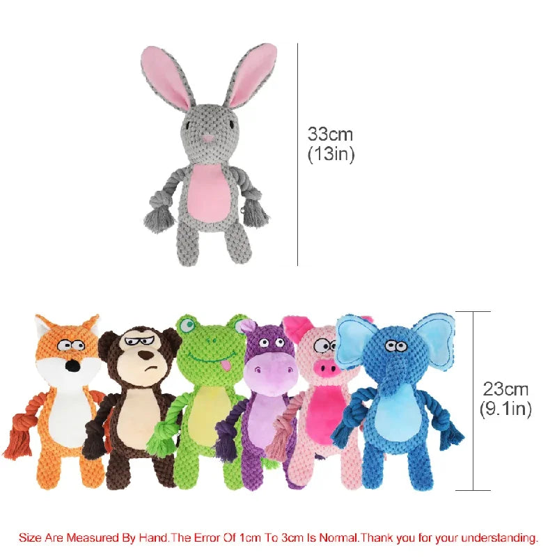Cute Squeaky Plush Dog Toy with Durable Chew Ropes