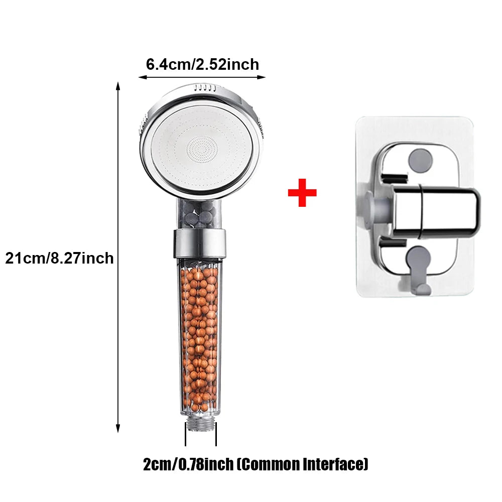 High-Pressure Ionic Filtered Shower Head with Mineral Beads