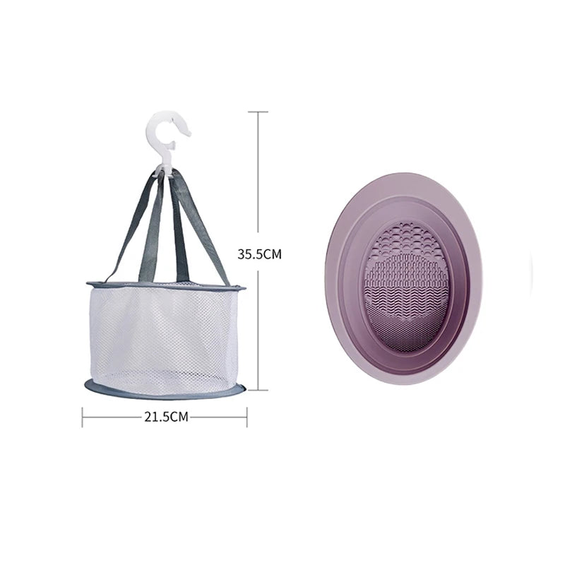 2-in-1 Makeup Brush Cleaner Bowl & Air-Drying Net Set