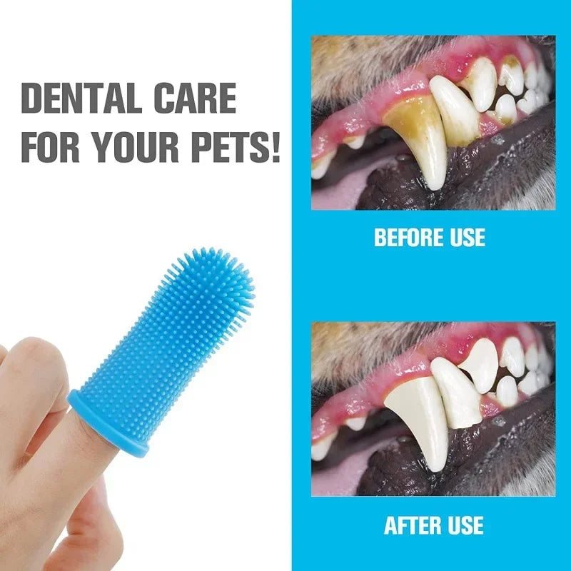 Super Soft Silicone Pet Finger Toothbrush Set with Hygiene Case