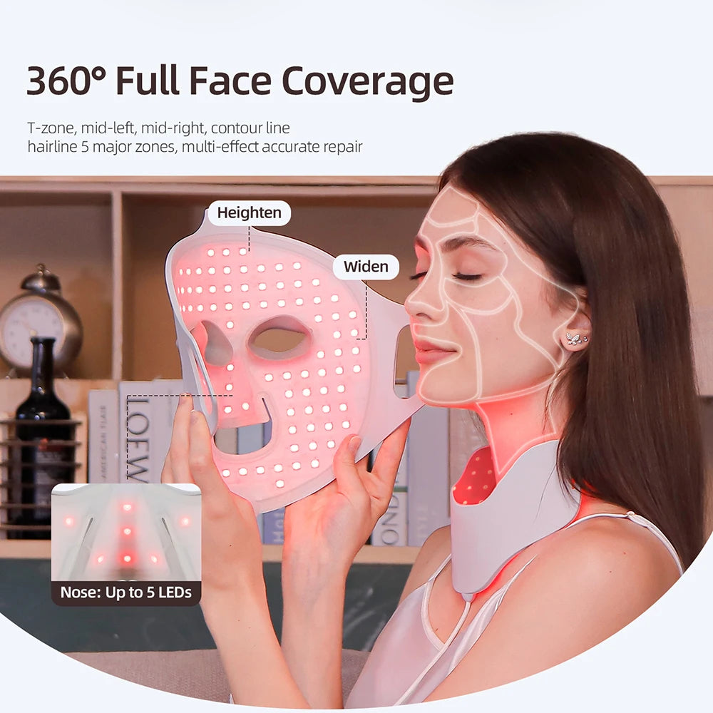 Professional 3D Silicone LED Mask - Red Light Therapy for Face and Neck (Wireless & Rechargeable)