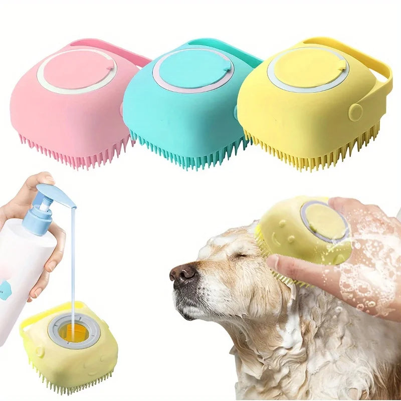 Silicone Pet Bath Massage Brush for Dogs and Cat