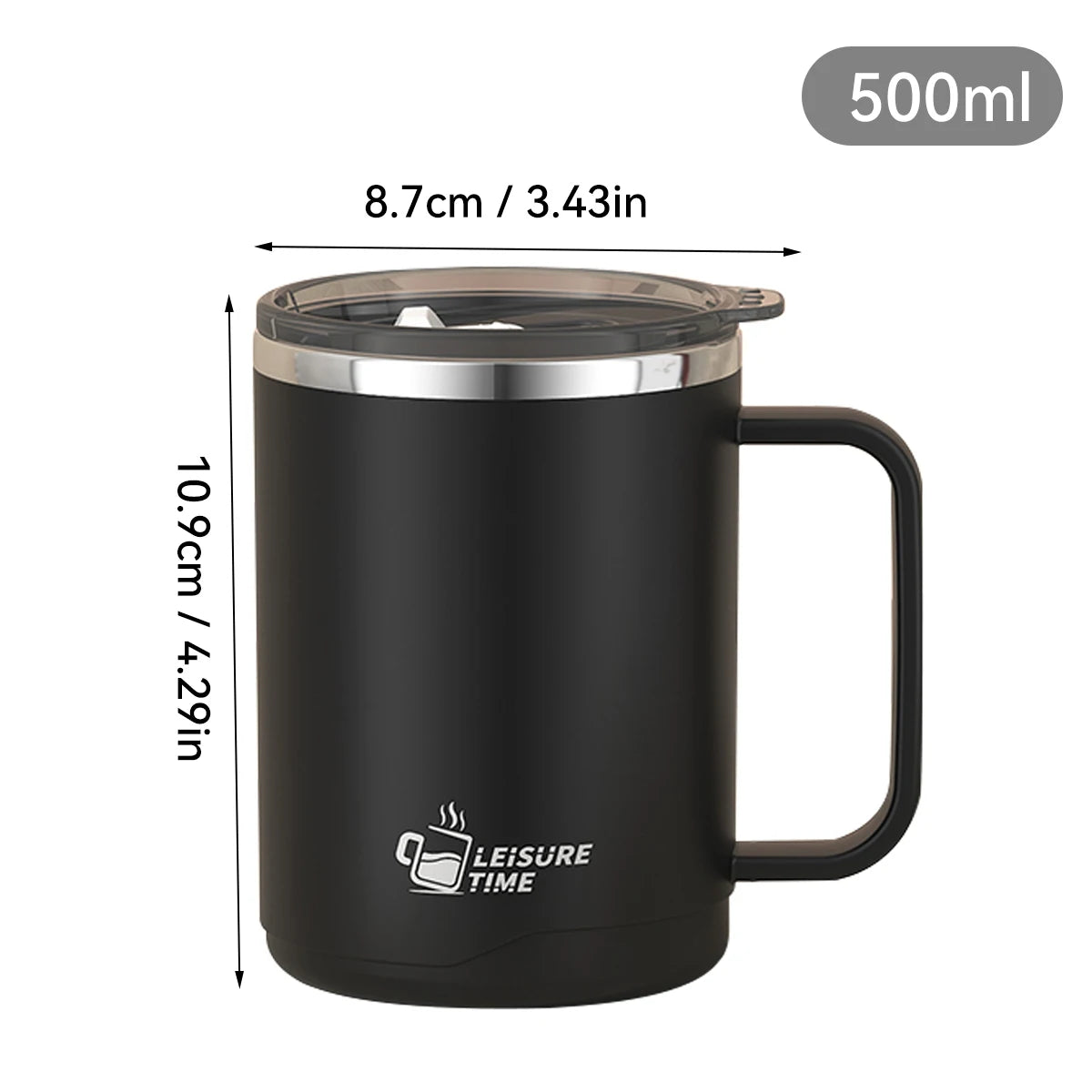 WORTHBUY Insulated Stainless Steel Coffee Mug with Handle (500ml)