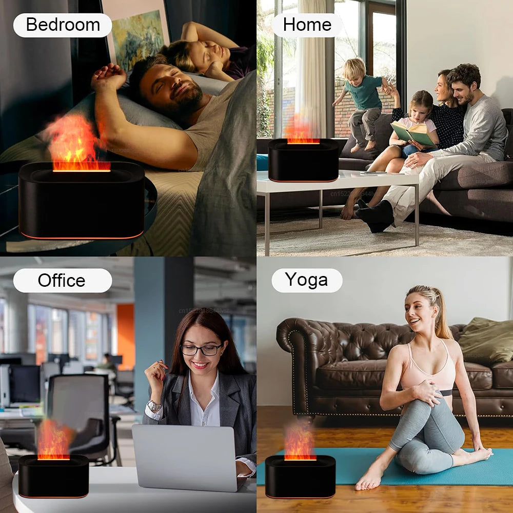 Flame Air Humidifier & Essential Oil Aroma Diffuser with LED Light